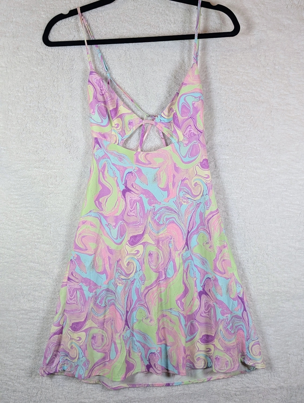 144-Zara Pastel Marble-Print Slip Dress in Pink,‎ Lavender, Mint